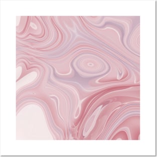 preppy modern chic marble pattern pastel pink swirl Posters and Art